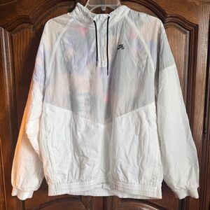 NIKE SB Paradise Windbreaker White Pink Purple Pullover W/pockets Jacket Sz M